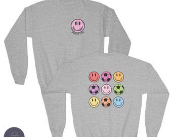 Youth Retro Soccer Life Smiley Crewneck Sweatshirt, Soccer Season, Travel Ball, Club, Select, Gift for Her, Daughter