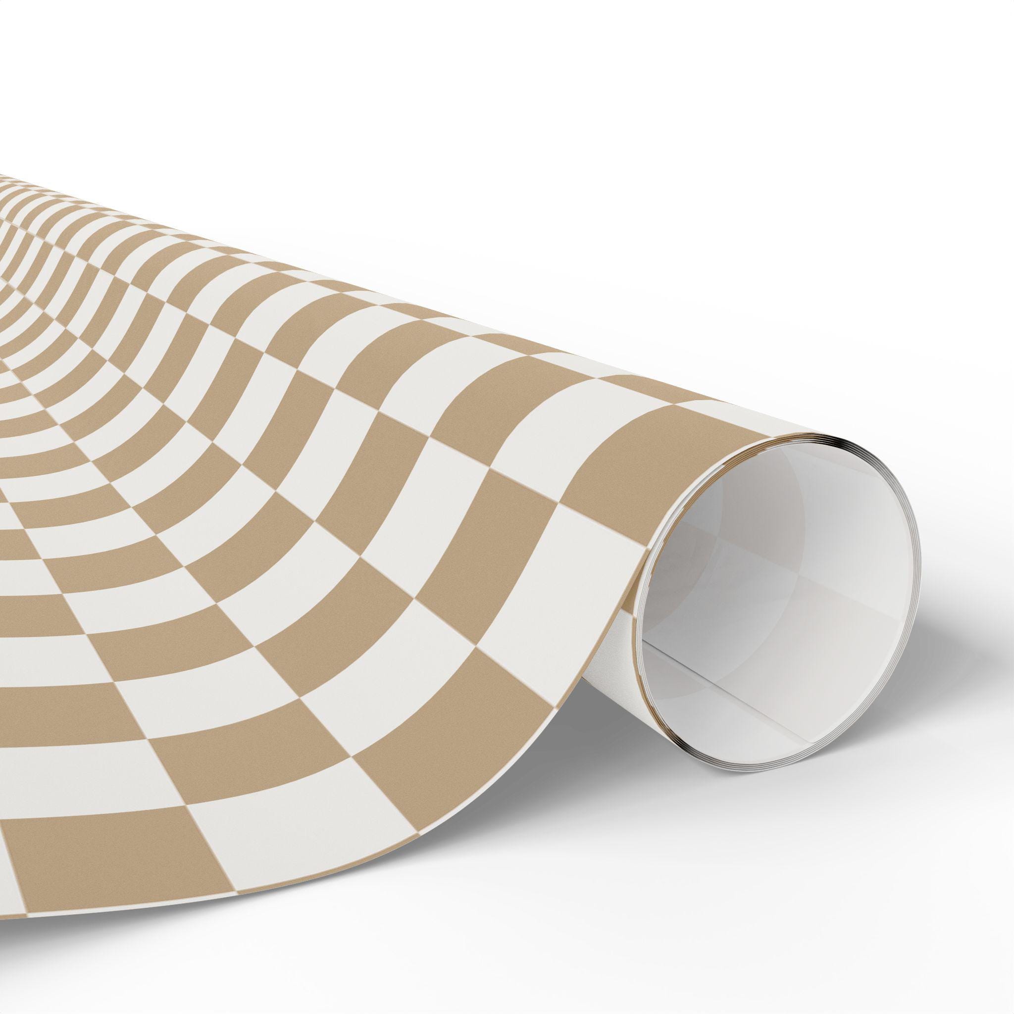 Neutral Chic Checkered Wrapping Paper | Modern Gift Wrap | Tan Gingham ...