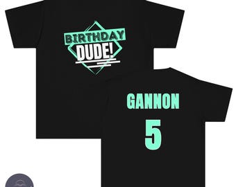 Birthday Dude Youth Tee | Personalized Name & Number | Shirt for Sons Birthday | Trendy Birthday Tee
