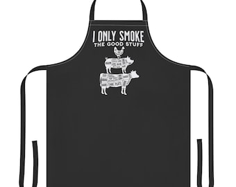 Ik rook alleen de goede dingen volwassen schort, vleesroker schort, Vaderdag, BBQ-grills, pitmaster, cadeau voor papa, grillschort, bruidsjonkers