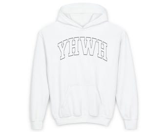 Youth YHWH Hooded Sweatshirt Yahweh Sweatshirt Hebrew Hoodie Minimalist Christian Jesus Jumper Trendy Christian Gift for Believer Yeshua Tee