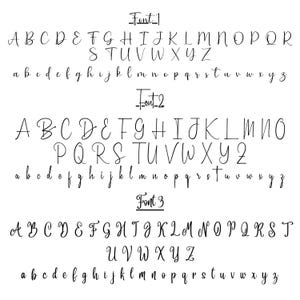May include: Three different fonts of the alphabet in black ink on a white background. The fonts are cursive and handwritten.