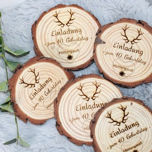 Einladungen Baumscheibe 13- 14cm, Hochzeit | Taufe | Save the date | Einladungskarten | Invitation | Event