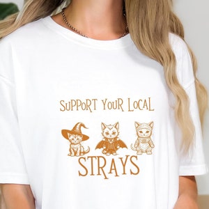 Apoye su camisa local de colores cómodos de gatos callejeros, camiseta de gato de estilo vintage, camiseta retro divertida para gatitos, regalo para amantes de los gatos, regalo para padres de nuevos gatos