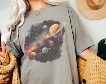 Retro Galaxy Shirt, Comfort Colors T-Shirt, Planets Gifts, Celestial Clothing, Solar System Shirt, Gift for Astronomy Lover, Outer Space