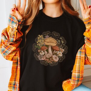 Mushroom Tshirt Mushroom Tee Mushroomcore Mushroom Shirt Mycology Fungi Lover Whimsigoth Cottagecore Cloting Dark Academia Plus Size Shirts