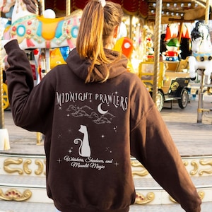Cat Hoodie, Cat Lover Sweatshirt, Whimsical Night Design, Moon And Stars Hoodie, Witchy Cat Sweatshirt, Gift For Cat Owners, Celestial Shirt