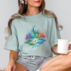 Enchanted Forest Comfort Colors T-shirt: Cottagecore Watercolor Tee