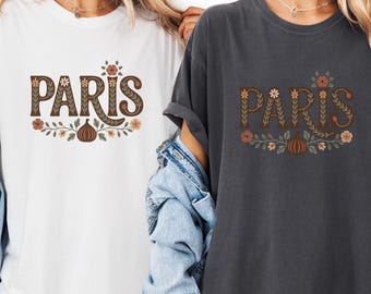 Paris France Comfort Colors Shirt, French Souvenir Gift, Botanical Paris T-Shirt, Gift For Paris Lover