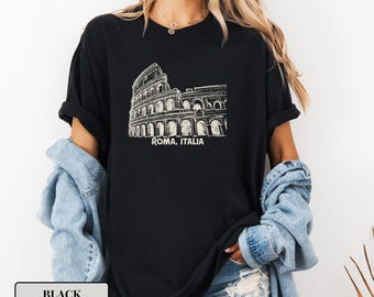 Rome Colosseum Comfort Colors T-Shirt, Italian Travel Souvenir, European Vacation Shirt, Roma Tote Bag