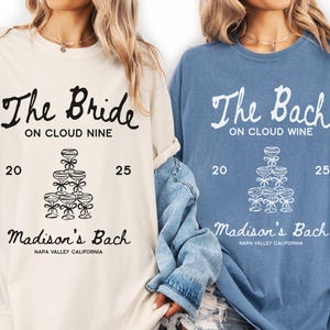 Chemise couleur vin personnalisée Bachelorette Comfort : Bride on Cloud Nine