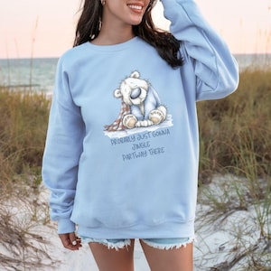 Sweat-shirt Jingle Bear, chemise drôle d'ours de Noël, col rond mignon d'ours d'hiver, pull de vacances confortable, cadeau rétro de faune pour elle