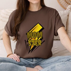 T-shirt stel moeder vader comfort kleuren, vintage cartoon-stijl T-shirt voor stel, retro bliksemschicht shirt mama vader, grappig cadeau voor ouders