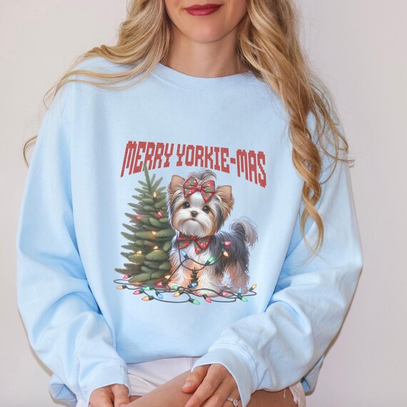 Sweat-shirt de Noël Yorkie Comfort Colors®, pull de Noël pour