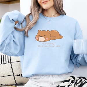 Sweater grappige beer, introvert cadeau voor haar, socialiseren is ondraaglijk Shirt, schattige beer ronde hals, gezellige trui met dieren in het wild