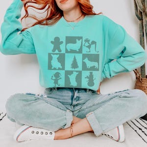 Corgi Minimalist Christmas Comfort Colors® Sweatshirt, New Corgi Owner Gift, Dog Lover Monochrome Sweater, Retro Corgi Christmas Shirt