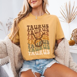 Retro Taurus Comfort Colors® Shirt , Zodiac Sign Shirt, Gift for Taurus, Retro Taurus Tee, Zodiac Gift, Monochrome Zodiac Enthusiast Tee