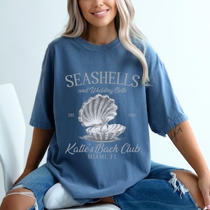 Custom Seashells & Wedding Bells Bachelorette Tee: Coastal Bride Shirt