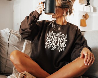 New Zealand Sweatshirt, Floral NZ Trip Crewneck, Kiwi Country Souvenir Gift, Aotearoa Shirt