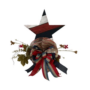 Patriotic Mailbox Star Decor with Rustic Floral Bow - Perfect Seasonal Decoration