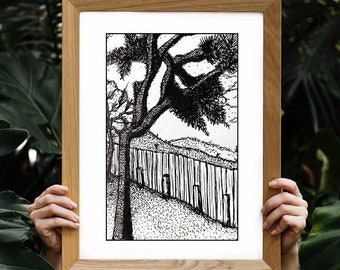Joshua Tree California Desert Hand Drawn Art Print