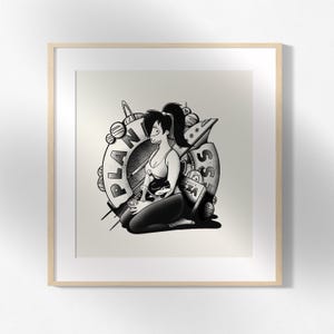 Futurama Captain Leela Pinup Tattoo Art Print