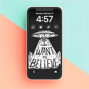 UFO X-Files I Want to Believe Illustration Phone Wallpaper