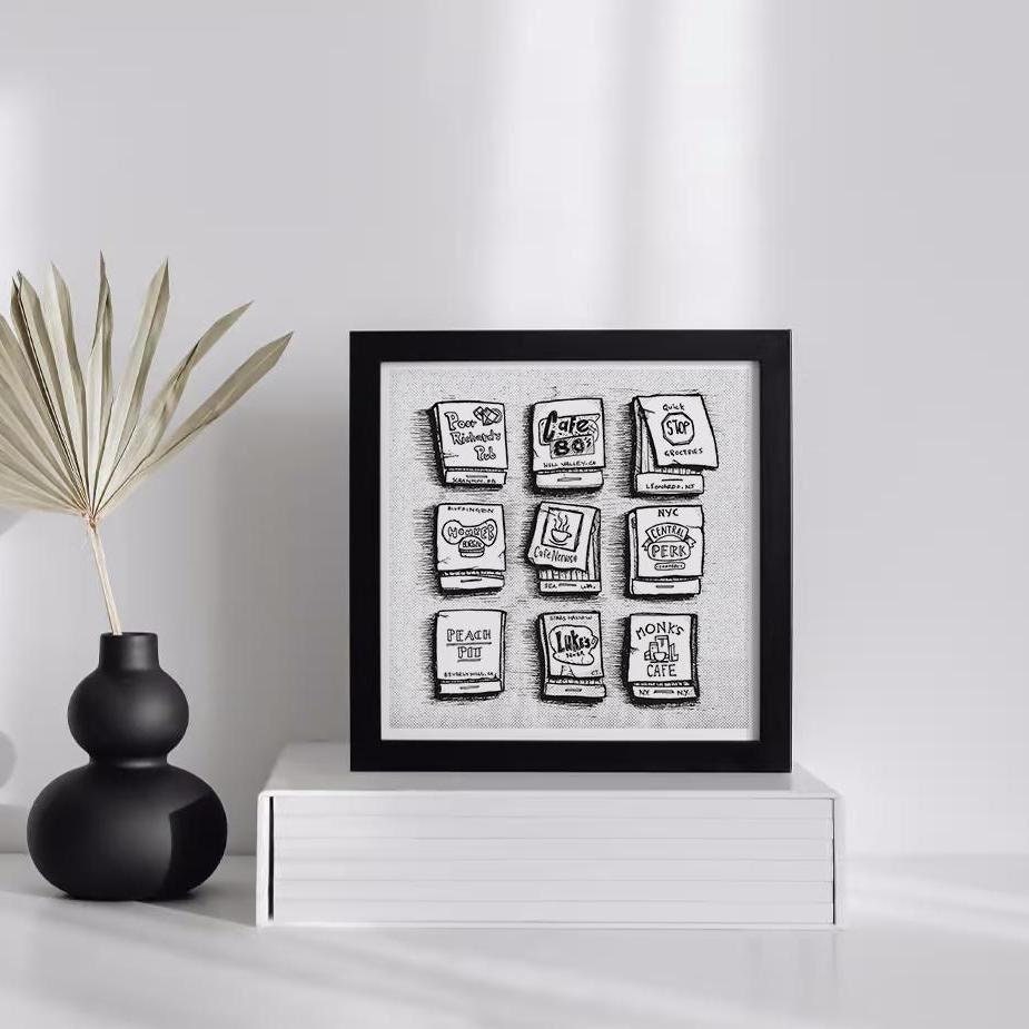 TV Show and Movie Locations Matchbook Illustration Art Print