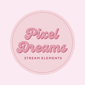 May include: A pink circle with the text "Pixel Dreams" in a stylized font and the words "STREAM ELEMENTS" below it.