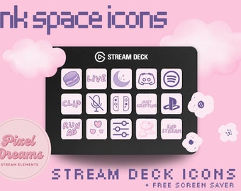 Pink Space stream deck icons | Streamer | Twitch | Discord | Youtube | Streaming Assets | Pink | Purple