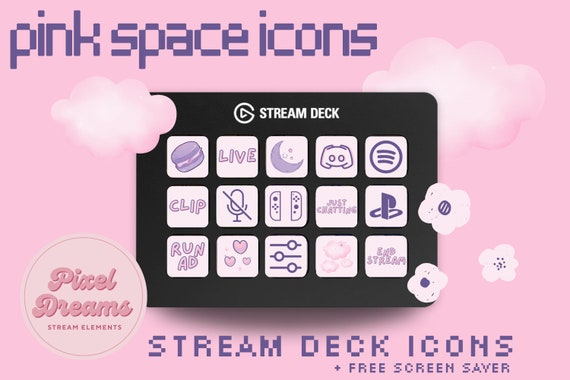 Pink Space stream deck icons | Streamer | Twitch | Discord | Youtube | Streaming Assets | Pink | Purple