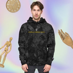 Unisex Champion tie-dye hoodie — Ukraine Coat of Arms