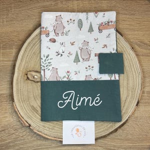 Protège carnet de santé personnalisé en coton – Cadeau de naissance original