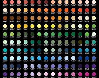 PDF Digital Print of Color Test Chart - DTG Color Swatch Test Prints Palettes  - On Dark Black Background - Printing Standards - Calibrate
