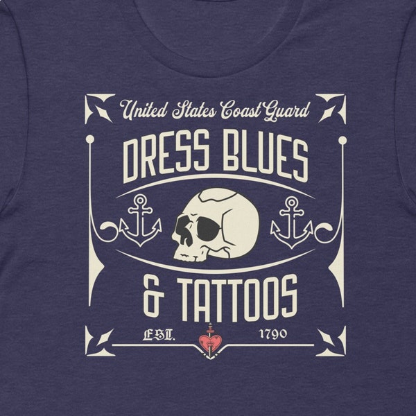 U.S Coast Guard Dress Blues & Tattoos Navy Blue t-shirt - USCG Shirt - Coastie Tee