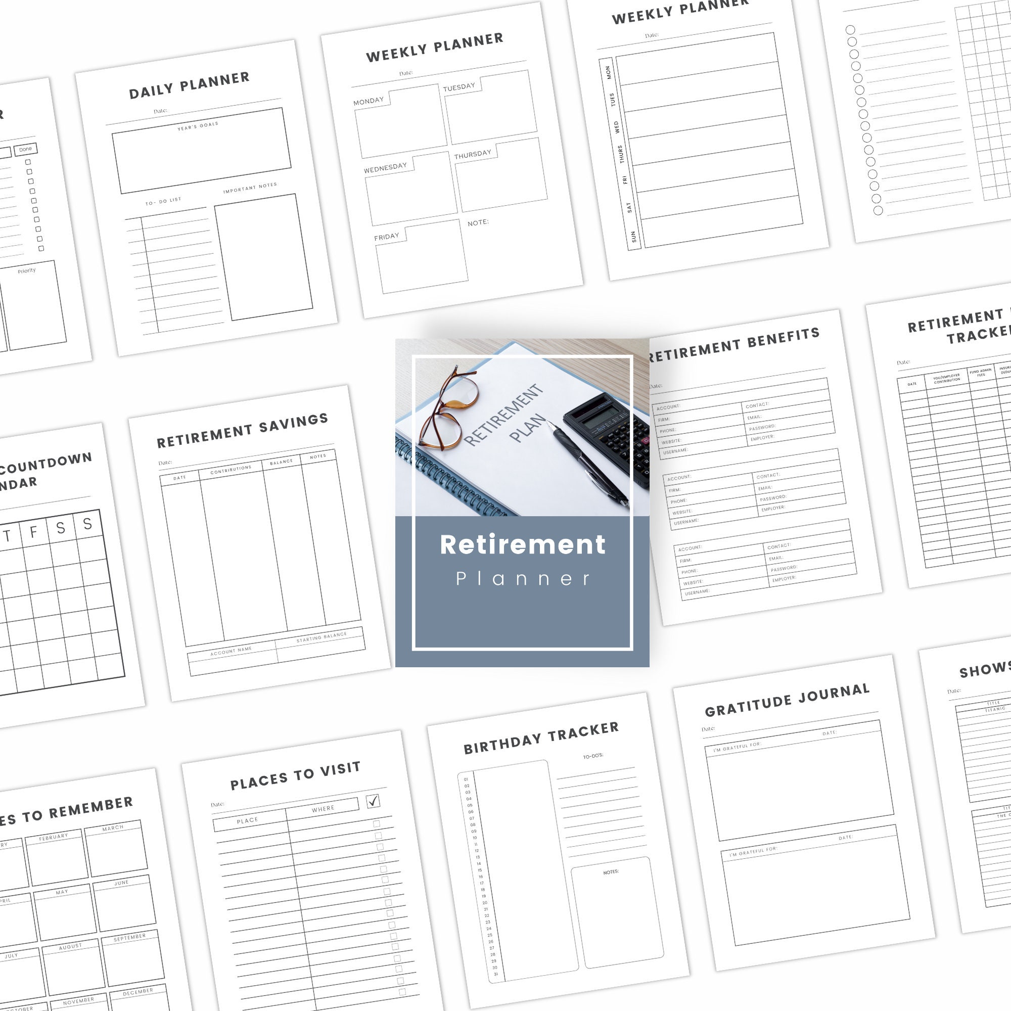 Ultimate Retirement Planner PDF, Daily &amp; Weekly Planner, Savings ...