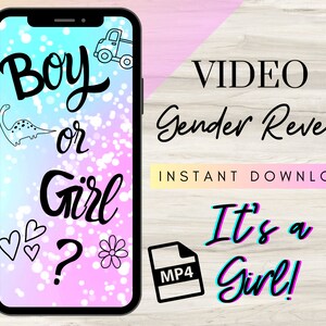 Video Gender Reveal - It's a Girl - Video Baby Announcement - Pregnancy Announcement Digital - Baby Girl Reveal