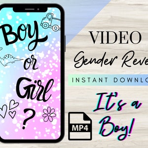 Video Gender Reveal - It's a Boy - Video Baby Announcement - Pregnancy Announcement Digital - Baby Boy Reveal