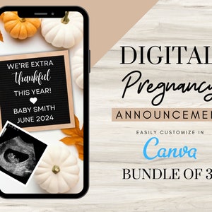 Digital Pregnancy Announcement - Custom Baby Announcement - Thanksgiving Pregnancy Announcement - Pregnancy Announcement Template