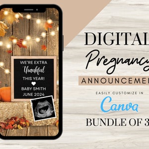 Digital Pregnancy Announcement - Custom Baby Announcement - Thanksgiving Pregnancy Announcement - Pregnancy Announcement Template