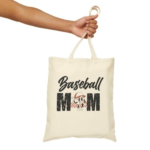 Baseball Mom Cotton Canvas Tote Bag, purse, sports mom, gift, MLB, travel ball mom, unique