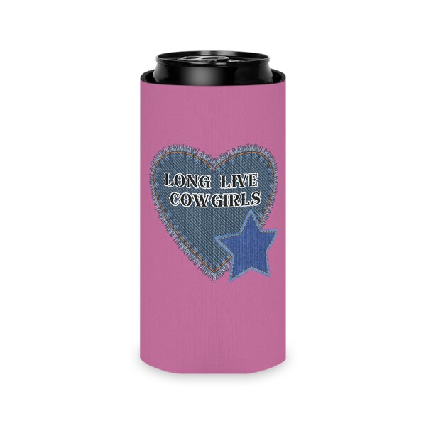 Can Cooler, slim can cooler, coozie, drink holder, gift, unique, bridesmaid gifts, cowgirls, country music, camping, long live cowgirls