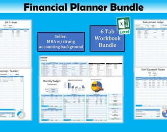 Financial Planner Bundle | Budgeting | Money Management | Excel Sheets | Digital Download | Trackers | Bank Account Ledger | Debt Repayment
