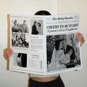 Zeitungsvorlage zum 40-jährigen Jubiläum, bearbeitbare Zeitung zum 40-jährigen Hochzeitstag für Eltern, Geschenke für Paare, Canva-Vorlage