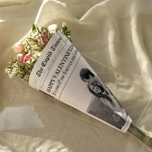 Plantilla de periódico para envolver ramo de San Valentín, ¿Quieres ser mi Valentín?, regalo de San Valentín para novio y novia, plantilla de Canva