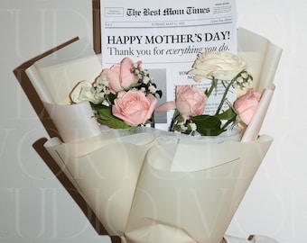 Mother's Day Newspaper Template For Florists, Printable Newspaper Flower Insert For Mom, Mothers Day Card Flyer, Editable Canva Template