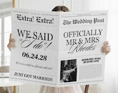 Elopement Wedding Newspaper Template, Printable Intimate Weddings Announcement, We Eloped, Editable Canva Template, 010