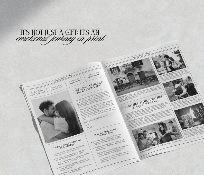 Couple Anniversary Newspaper Template, 1 Year Anniversary Gift For Boyfriend And Girlfriend, Printable Newspaper Canva Template image 7