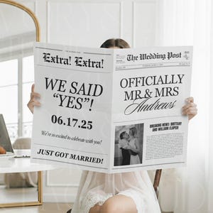 Elopement Announcement Wedding Newspaper Template, Printable Intimate Weddings Announcement, We Eloped, Editable Canva Template, 014 image 7
