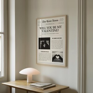 Plantilla de tarjeta de San Valentín con periódico, inserto de flores imprimible, regalo "Sé mi Valentín" para tu novia, plantilla de Canva imagen 9